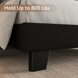 iPormis Upholstered Full Size Bed Frame with Button Tufted Headboard, Linen Platform Bed with Thickened Support Legs, Noise-Free/No Box Spring Needed/Easy Assembly, Black iPormis