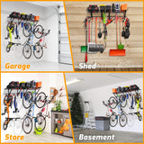 PLKOW Garage Wall Shelving Includes Bike Hooks, Sturdy Adjustable Garage Shelving Wall Mount Garage/Organizer (Black, 2-Pack) PLKOW