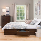 Queen Platform Storage Bed with 6 Drawers in Espresso Finish Prepac
