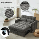 Merax 52.8" Loveseat Pull-Out Sofa Bed Tufted Sleeper Couch with Adjustable Backrest,3 USB Ports and 2 Lumbar Pillows Merax