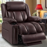 Cfvyne Triple Motor Large Power Lift Recliner Chair for Elderly with Heat and Massage, Lay Flat Lift Chairs for Seniors Infinite Position, Extended Footrest, USB Ports, Cup Holder, Dark Brown Cfvyne