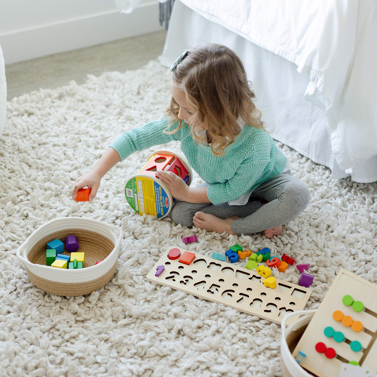 NaturalCozy 5-Piece Round Small Woven Baskets Set– Cotton Rope Baskets for Organizing! Montessori Toys, Fruits Remotes Key Tray Bowl for Entryway Desk, Shallow Catchall Home Décor, Cat Dog Bin Gift NaturalCozy