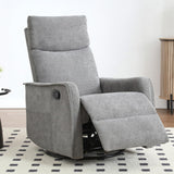 Trustyue Manual Recliner Chair, 360° Swivel Rocker Recliner with Heat and Massage for Small Space, Upholstered Fabric Glider Rocking Chair Nursery Chair with Side Pockets for Living Room, Grey Trustyue