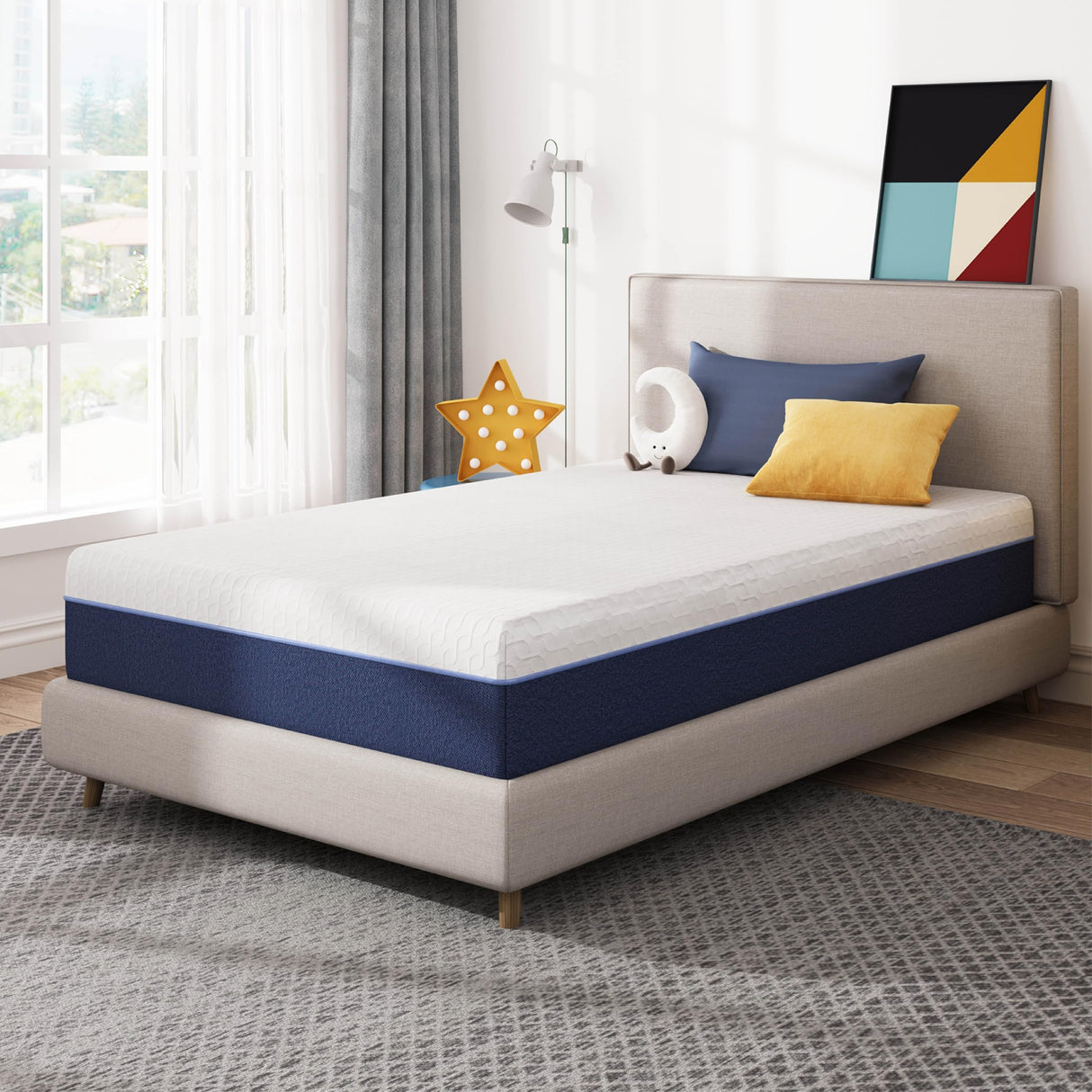 Gelsea 8 Inch Twin Gel Cooling Memory Foam Mattress, Pressure Relief, Medium Firm Support，Mattress in a Box, CertiPUR-US Certified Gelsea