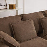 FEISHOMINOO 87" L Shaped Sectional Sofa Modular Deep Seat Sofa Couch with Ottoman, Chenille Sofa Sleeper Comfy Upholstered Furniture for Living Room, Apartment, Studio, Office (Espresso, L-Shaped) FEISHOMINOO