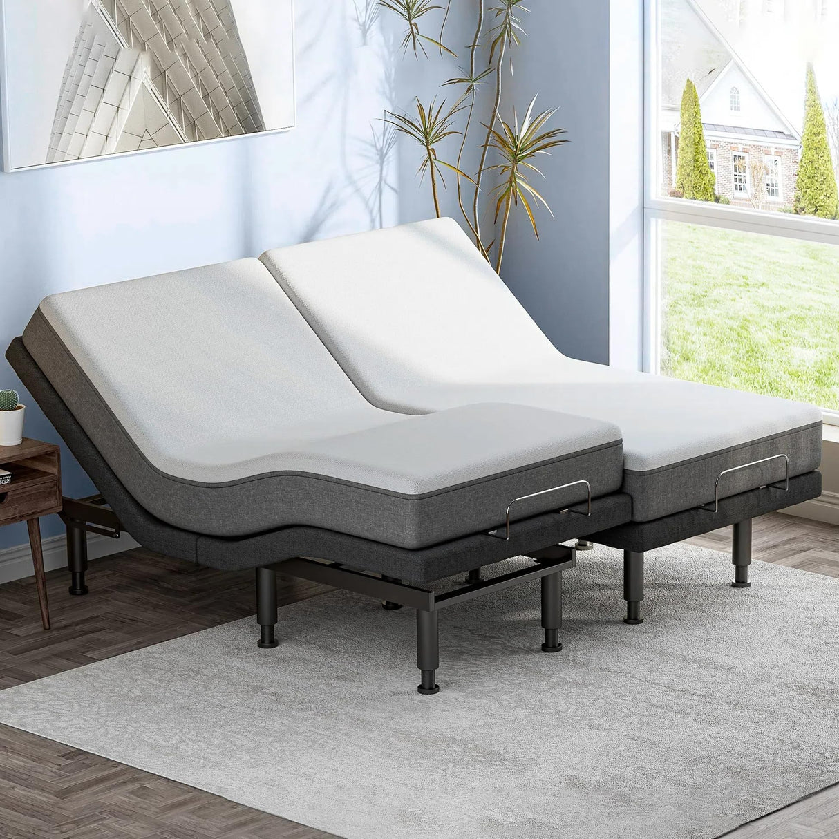OTDMEL Split King Adjustable Bed Frame with Adjustable Legs, Electric Bed Base Frame with Wireless Remote, Zero Gravity & Anti-Snore, Split King OTDMEL