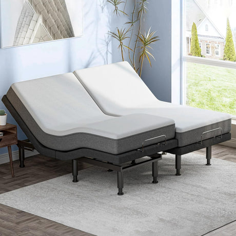 OTDMEL Split King Adjustable Bed Frame with Adjustable Legs, Electric Bed Base Frame with Wireless Remote, Zero Gravity & Anti-Snore, Split King OTDMEL