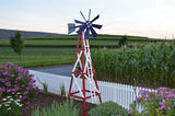 Amish-Made Farm Style Wooden Windmill Yard Decor, Patriotic Red White and Blue Amish Furniture Market