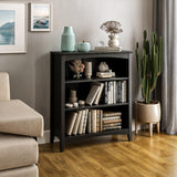 Camaflexi Shaker Style 3 Shelf Bookcase/Solid Wood / 36" High/Adjustable Shelving/Closed Back/Display Bookshelf for Living Room, Bedroom, Home and Office, Black Camaflexi