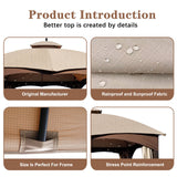 SCOCANOPY Light Beige Ripstop Replacement Top for Lowe's Allen Roth 10X12 Gazebo Model #GF-12S004B-1/ GF-12S004BTO SCOCANOPY