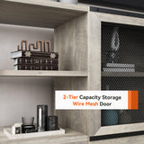 IDEALHOUSE TV Stand for 65 inches TVs, Farmhouse Entertainment Center with Storage Cabinet and Mesh Doors, Industrial TV Media Console Cabinet Table, Media Furniture for Living Room, Rustic Grey IDEALHOUSE