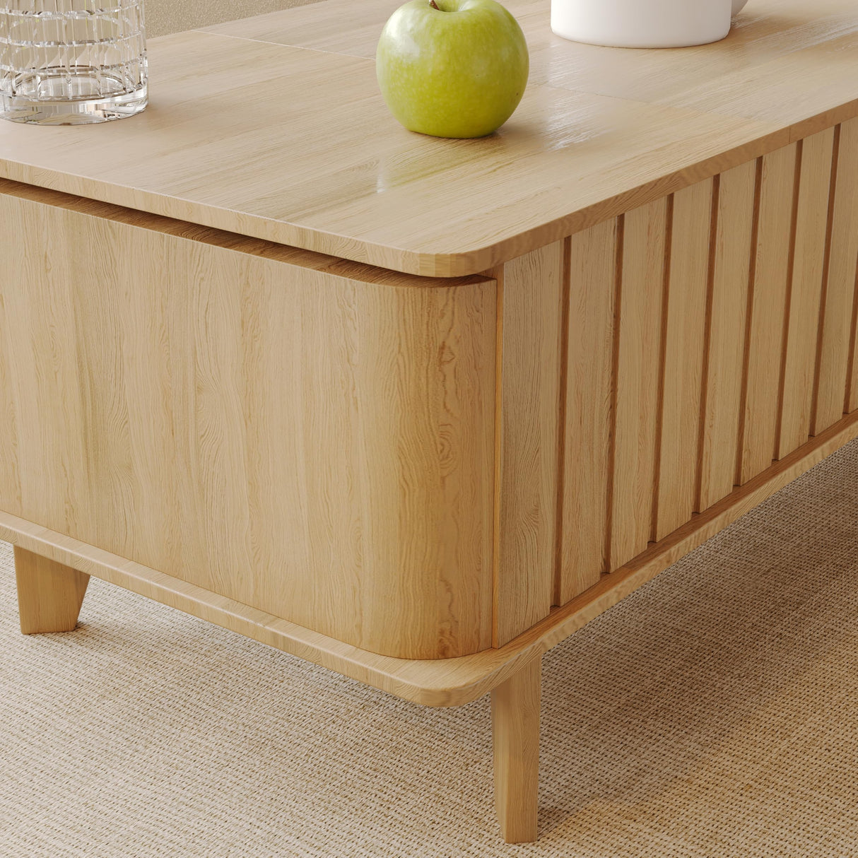Jartoil Extendable Coffee Table with Storage, Wood Coffee Table with Hidden Compartment, Expandable Coffee Tables with Side Table for Living Home(Natural) Jartoil