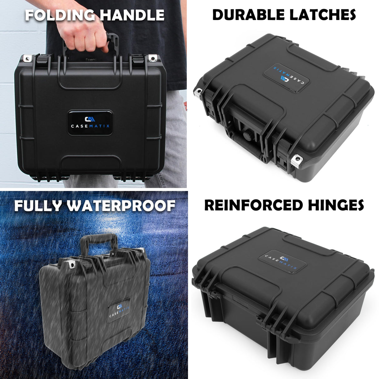 CASEMATIX 13" Two Gun Hard Case for 2 Handguns - TSA Approved Waterproof & Shockproof 2 Pistol Hard Case, Double Handgun Case with Accessory Storage for Multiple Magazines and Other Accessories CASEMATIX