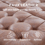 Tbfit Large Square Storage Ottoman Bench, Tufted Upholstered Coffee Table Ottoman with Lift Top & Solid Wood Legs, Oversized Storage Ottomans Toy Box for Living Room (Brown) Tbfit