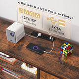 EnHomee Dresser TV Stand for 60''TV Stand for Living Room with Power Outlet & LED Lights Entertainment Center with 12 Fabric Drawer Long Dresser TV Stand for Bedroom Dresser, 49.2"W x 35.4"H x 11.8"D EnHomee