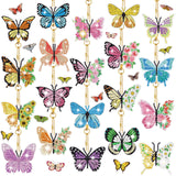 FairySandy 20 Pcs Spring Butterfly Diamond Painting Keychains 5d Flowers Butterflies Diamond Art Keychains Kits for Adults Single Side Floral Key Chain Hanging Ornament for Beginners DIY Crafts Gifts FairySandy