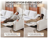 Bedeep 124.8'' Oversized Power Recliner Sofa with Headrest, Extra Wide Deep Modular Cloud Sectional Reclining Couch Wall Hugger, Convertible 3-Seater for RV Home Theater Living Room, Chenille, White Bedeep