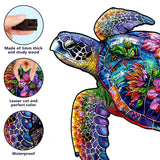 Foyucool Wooden Puzzles for Adults, About 150 Pieces Unique Puzzles for Adults, Irregular Animal Shaped Wooden Jigsaw Puzzles, Creative Gift, Fun Family Game, 11.1 x 5.5 inch, Turtle Foyucool