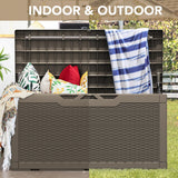 Devoko 100 Gallon Waterproof Resin Deck Box with Lockable Lid and Stylish Rattan Design for Indoor and Outdoor Storage Devoko