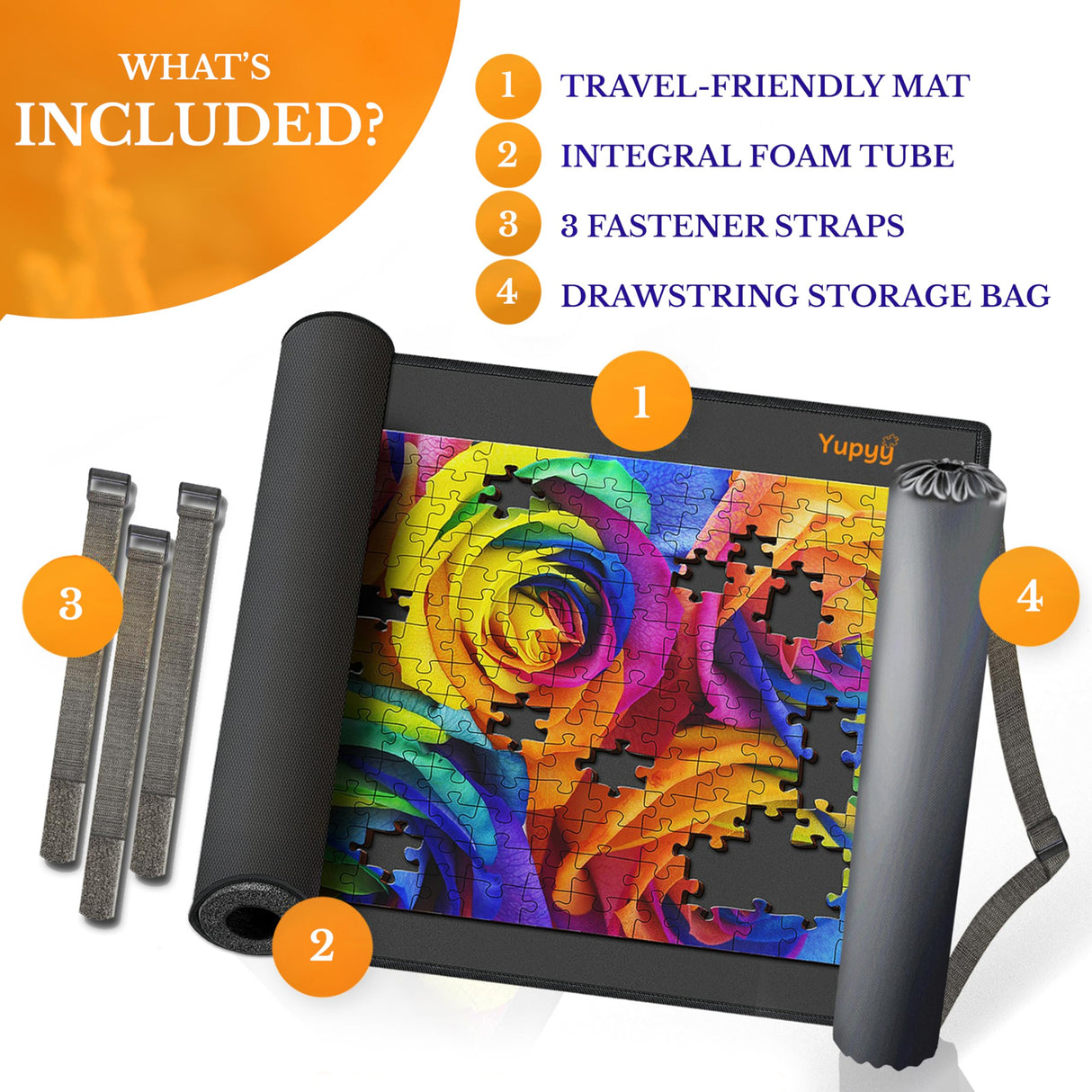 Puzzle Mat Puzzle Mat Roll Up, Large Roll Up Puzzle Mat 46”x26”, Portable Puzzle Mat Organizer Up to 1500 Pcs, No Creases to Your Finished and Unfinished Puzzles,Rubber Puzzle Mats for Jigsaw Puzzles YUPYY