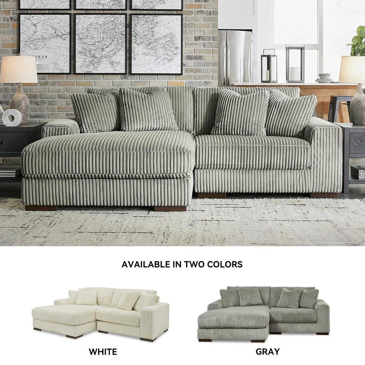 Signature Design by Ashley Lindyn Contemporary L-Shaped 2-Piece Sectional with Chaise for Living Room, Gray Signature Design by Ashley