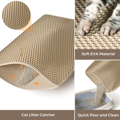 Cat Litter Box Enclosure with Litter Trapping Mat; Handwoven Plastic Rattan Cat House; No Installation Hidden Cat Washroom; Pet Crate for Balcony,Bedroom,Living Room