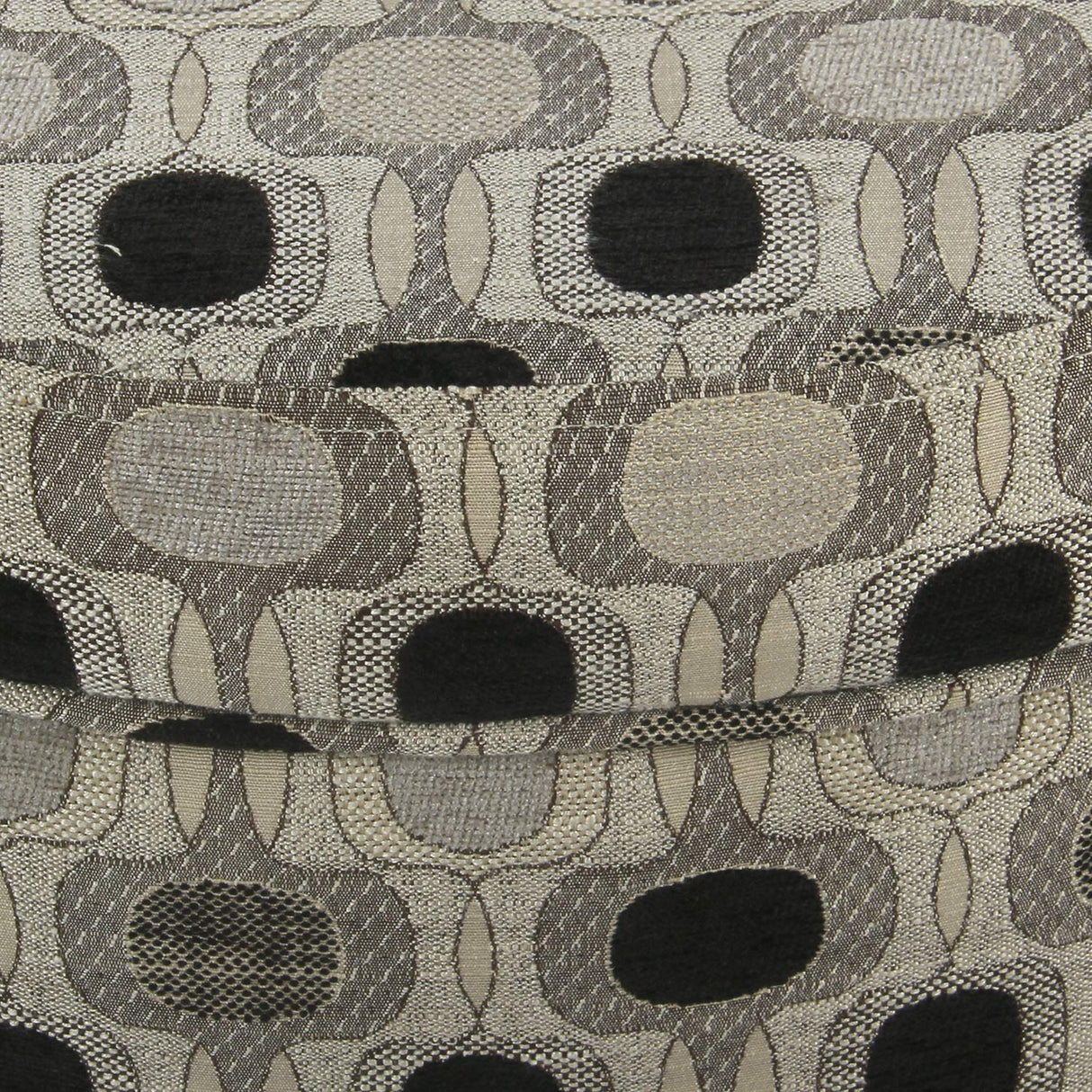 Homepop Home Decor | Upholstered Round Storage Ottoman | Ottoman with Storage for Living Room & Bedroom (Black Geo) Large HomePop