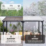 DAUSOLA 10x14 FT Gazebo Pergola for Patio, Gazebos Pergola on Clearance with Sloped Roof, Hard Top Lean to Gazebo, Large Wall-Mounted Heavy Duty Awnings for Patio, Backyard, Deck DAUSOLA