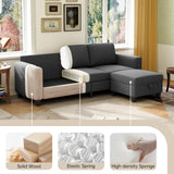 Lonkwa Sectional Sofa Couches for Living Room, 78'' Dark Grey 3 Seater L-Shaped Couch with Storage Ottoman, Comfy Fabric Convertible Sectionals Sofas with Chaise for Apartment, Office, Small Space Lonkwa