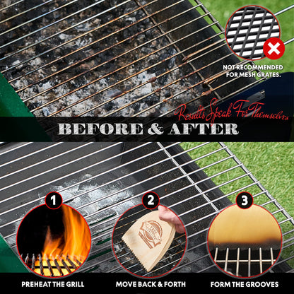 Easy Function Wood Grill Scraper - Wooden BBQ Grill Brush Cleaner Alternative - Enjoy Safe & Bristle Free Barbecue