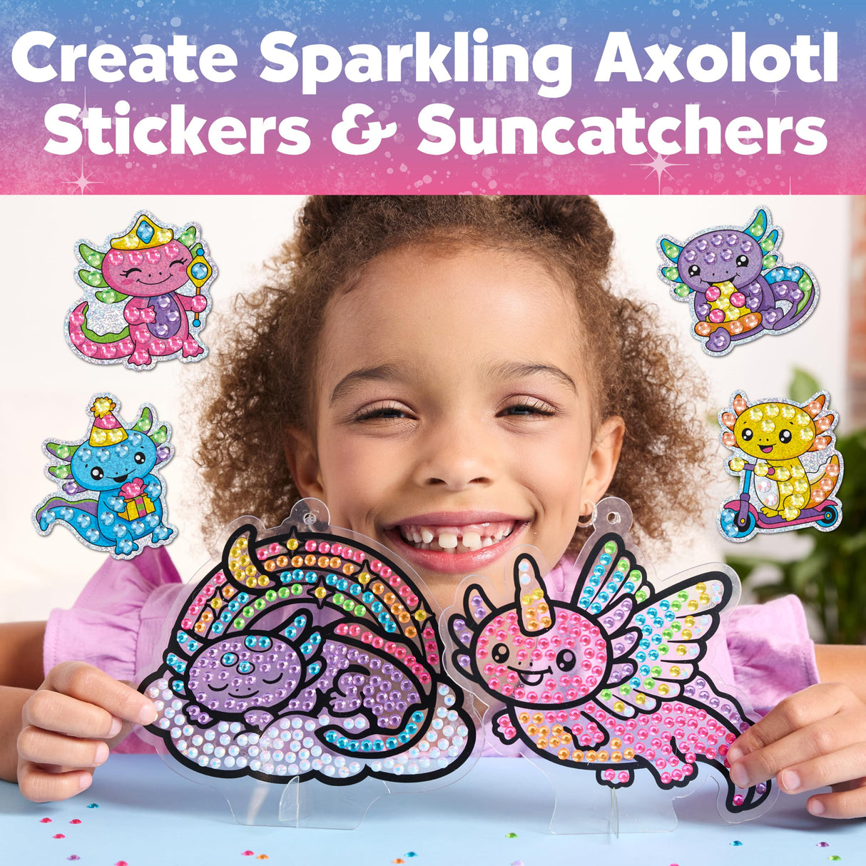 Creativity for Kids Big Gem Diamond Painting Kit: Axolotl Stickers & Suncatcher Kit - Boys and Girls Art & Craft, Axolotl Toys and Gifts for Kids (Ages 6+) Creativity for Kids