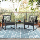 Flamaker 3 Pieces Patio Set Outdoor Wicker Furniture Modern Bistro Rattan Chair Conversation Sets with Coffee Table for Yard (Grey) Flamaker