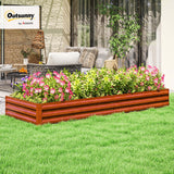 Outsunny Galvanized Raised Garden Bed, 8' x 3' x 1' Metal Planter Box, for Growing Vegetables, Flowers, Herbs, Succulents, Natural Wood Outsunny