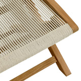 Modway Vienna Outdoor Patio Teak Wood Folding Ottoman in Natural Natural Modway