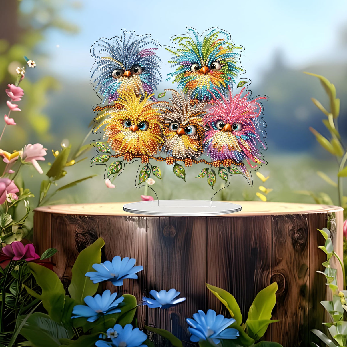 JJFox DIY Tabletop Diamond Art Painting Kit，Desktop Ornament Special Shaped Rhinestone Desk Placement Ornament，Home Stand Up Gem Painting Craft Kit，Gift，Double Sided (Bird) JJFox