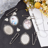 INFUNLY Photo Charm Pin, 6pcs Memorial Picture Charm for Wedding Bridal DIY Pin Brooch Making Kit Oval Lacy Photo Charm for Bridal Shower Wedding Bachelor Party Bride Groom Flowers INFUNLY
