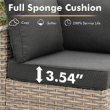 CAODOC 11-Piece Outdoor Sectional Sofa Set w/ 54" Fire Pit – L-Shaped Wicker Patio Furniture, Deep Seating & Swivel Rockers,Black CAODOC