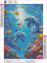 MXJSUA Dolphin Diamond Painting Kits for Adults, 5D Underwater World Diamond Art Kits for Beginners, DIY Full Drill Paint with Diamond, Home Wall Decor 12x16 Inch MXJSUA