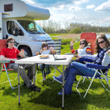 VINGLI 34" Fold in Half Square Table, Bi-Folding Commercial Table, Portable Plastic Dining Card Table for Kitchen or Outdoor Party Wedding Event, White VINGLI