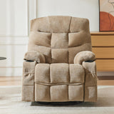 Hicosit Manual 360°Swivel Rocker Recliner Chair,Single Recliner Seat with Cup Holders,Recliner Chairs for Adults, Upholstered Fabric Lazy Boy Recliner for Bedroom,Living Room,Brown Hicosit