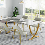 Tribesigns Executive Desk, 63” W x 31.5” D Large Office Desk, Modern Computer Desk Conference Table Meeting Room Table, Business Furniture for Home Office, Gray and Gold Tribesigns