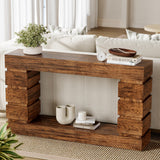 LIKEMET 55 Inch Console Table Farmhouse Entryway Table, Wood Sofa Table Accent Table with Open Storage, Narrow Couch Table for Entrance, Hallway, Foyer, Living Room LIKEMET