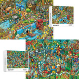Jigsaw Puzzles for Adults, 2 Pack 1000 Pieces Ocean Park Dinosaur Park Puzzle, Cartoon Painting Challenging Puzzles for Family Activity Game Nights Gifts Fidget Stress Relief RECHIATO