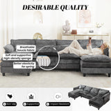 110" U Shape Cloud Couch, Comfy Upholstered Sectional Couches for Living Room, Oversized Modular Sleeper Sectional Sofa with Double Cushions & 4 Lumbar Pillows, Grey jonpony