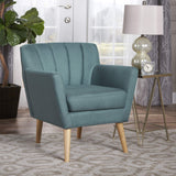 Christopher Knight Home Merel Mid Century Modern Fabric Club Chair, Dark Teal/Natural Christopher Knight Home