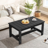 SERWALL Outdoor Coffee Table, HDPE Patio Coffee Table for Outside, Rectangle, Black SERWALL