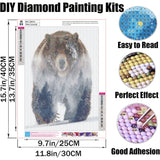 GMETINC 5D Diamond Painting Kits for Adults, Animal Bear Forest Scene Diamond Art Kits for Adults Beginner, DIY Full Drill Diamond Dots Paintings with Gem Art and Crafts Home Wall Decor 16x12inch GMETNIC