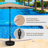 HealSmart 9ft Patio Umbrella with Push Button Tilt/Crank, Outdoor Table Market Yard Umbrella with 8 Sturdy Ribs for Garden, Backyard, Deck, Pool, Tan HealSmart