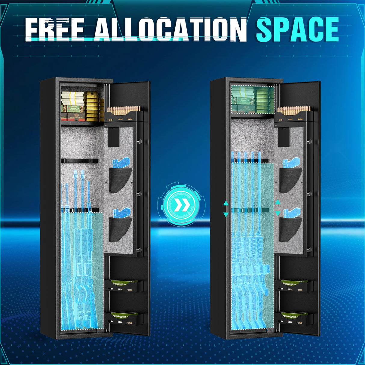 Superday 3-5 Rifle Gun Safe, Quick Access Large Gun Safe for Rifles and pistols with Keyboard Lock, Electronic Locking Gun Cabinet Rifle Safe with Gun Safes Pocket and Rifle Rack for Home Superday