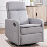 Ketaiyou Swivel Rocking Recliner Chair for Adults, Rocker Nursery Glider Chair for Living Room Bedroom, Upholstered Fabric Reclining Single Sofa Chair(Light Grey) Ketaiyou